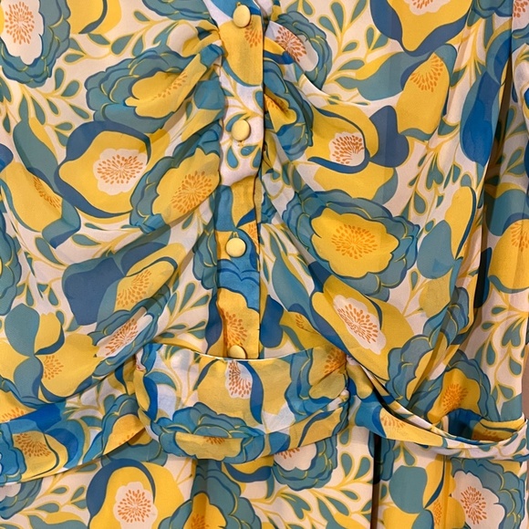 Torrid Floral Midi Dress - Yellow and Blue - Picture 4 of 11